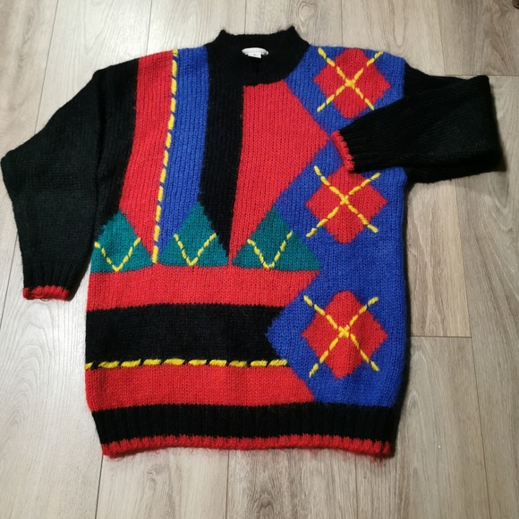 Fabulous Funky Fun colorful 80s Mohair Sweater - Picture 9 of 9